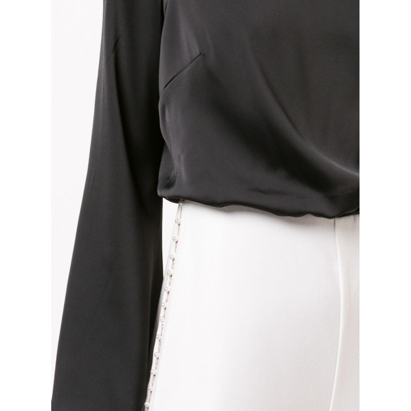 Aidan Mattox Asymmetric Long Sleeve Jumpsuit - Black Ivory