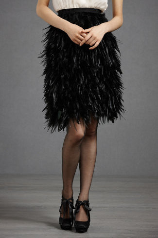 BHLDN Frolicking Feathers Skirt - Black