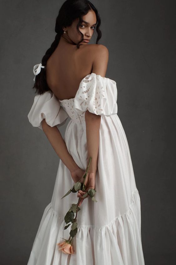 bhldn off shoulder dress Bhldn Off-Shoulder Long Sleeve Stretch Mesh Maxi Dress - Thyme Leaf
