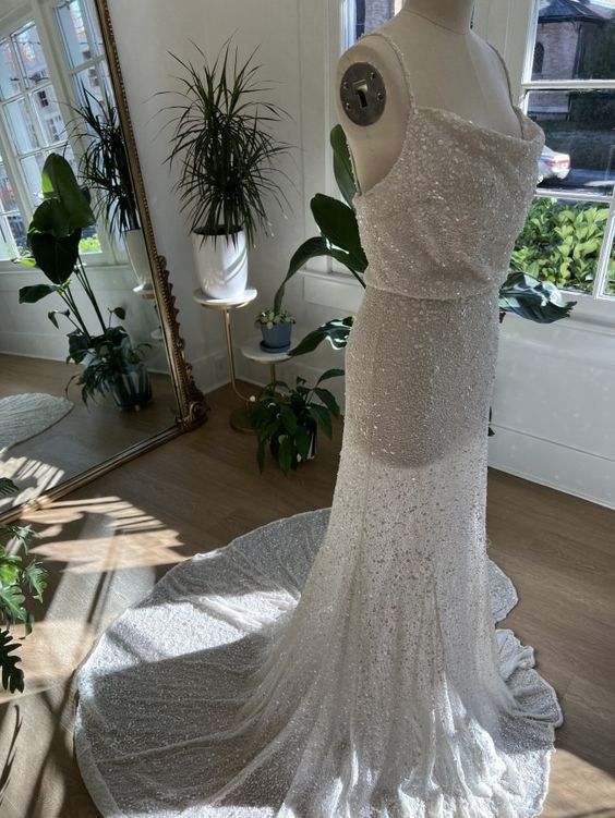 bhldn beaded wedding dress BHLDN Written in the Stars Beaded Tulle Open-Back Wedding Ballgown