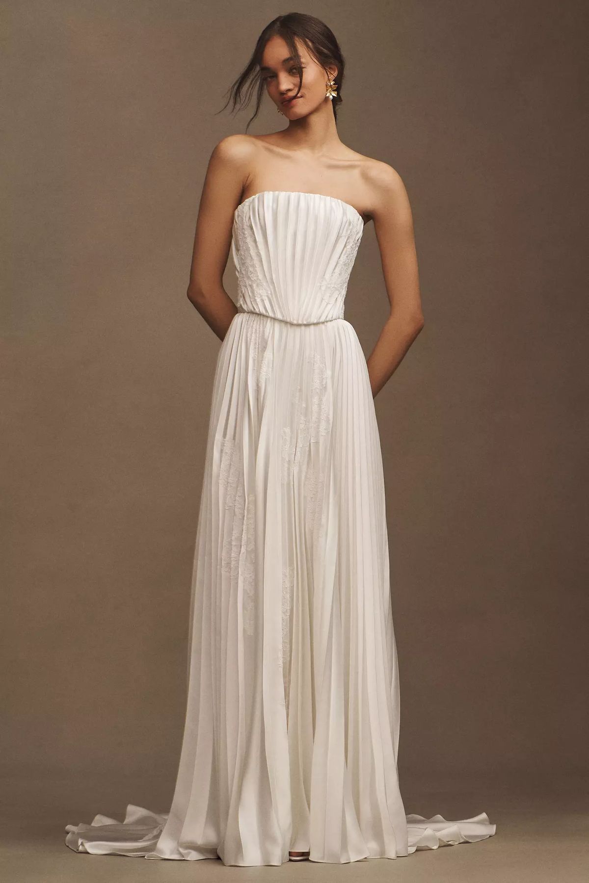 Watters Loen Plissé Gown