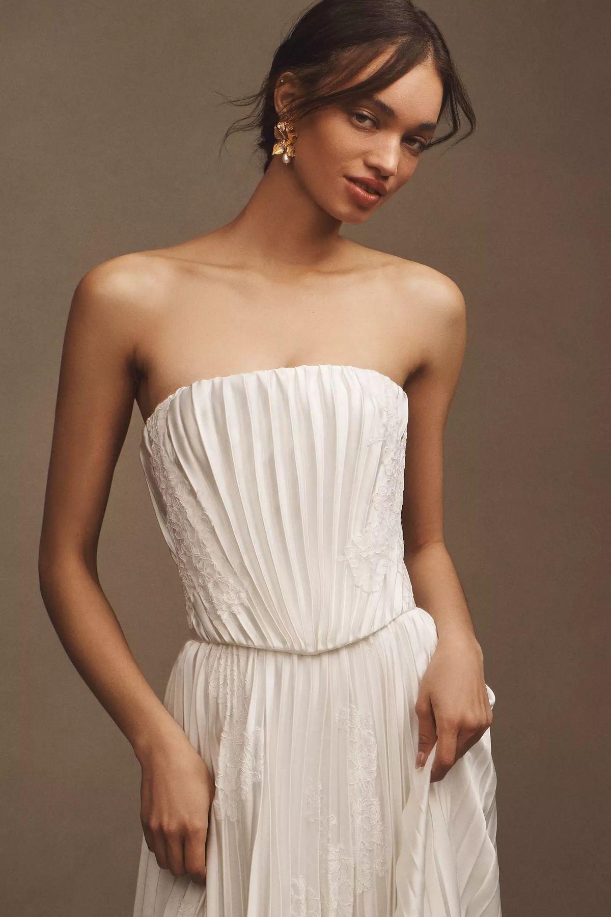 Watters Loen Plissé Gown