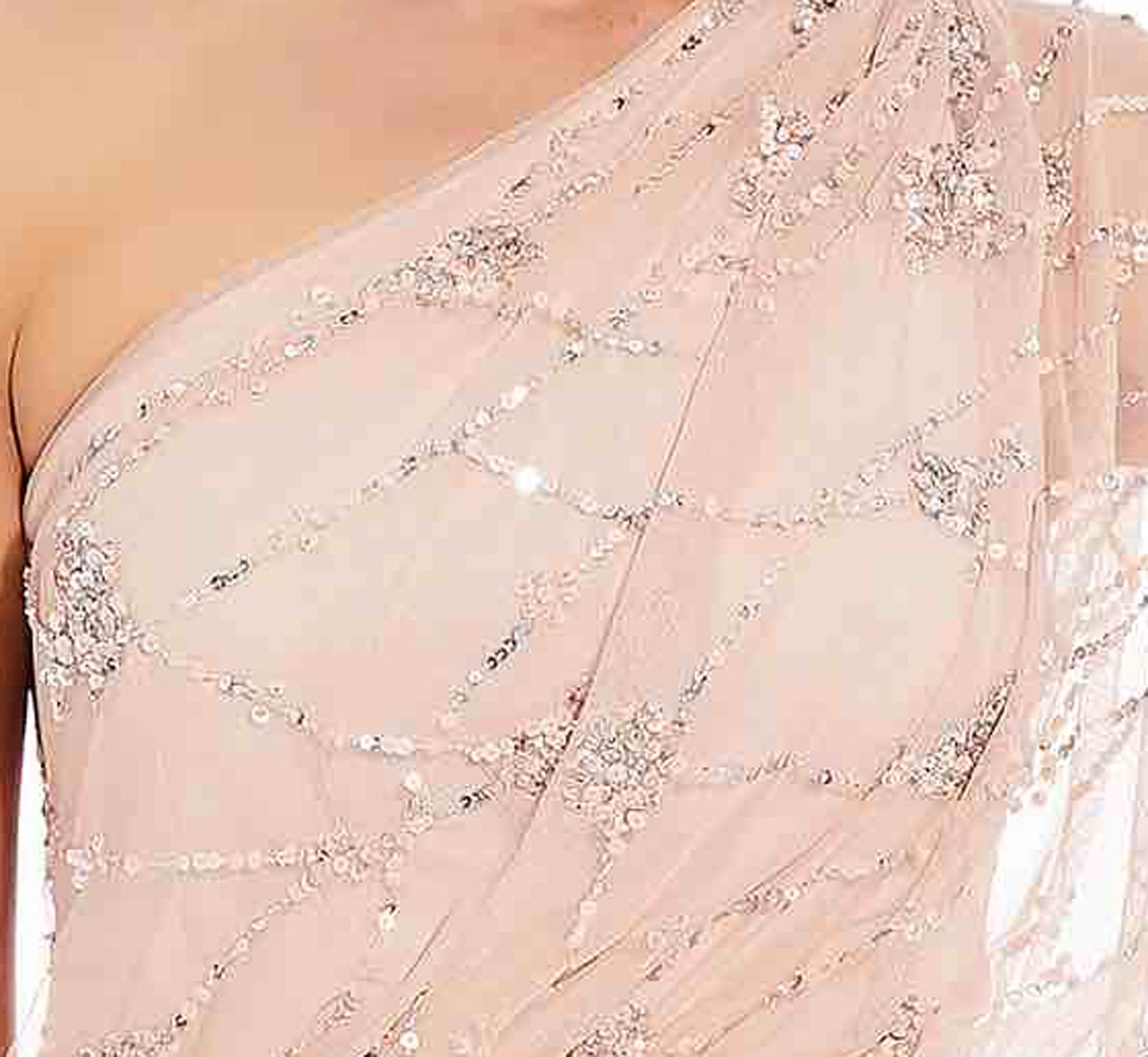 adrianna papell blush beaded dress Adrianna Papell Art Deco Blouson Beaded Gown