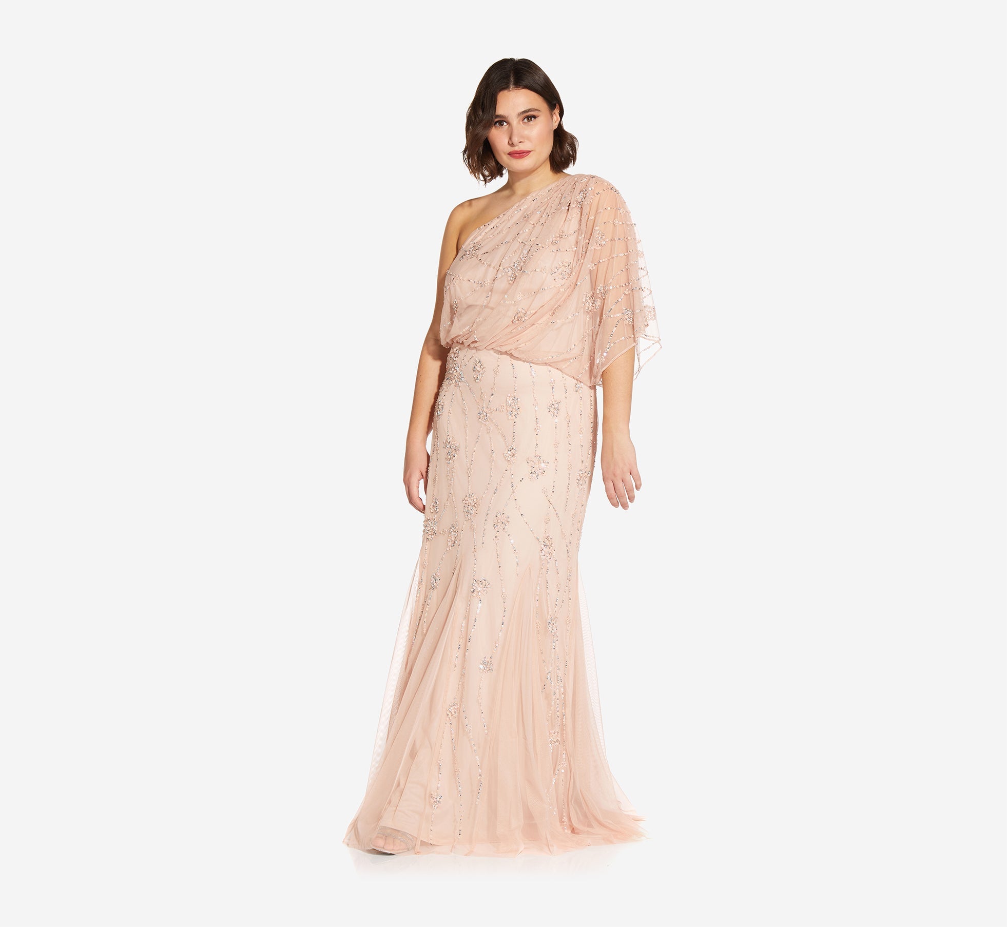 adrianna papell beaded one shoulder dress Buy Adrianna Papell Natural One Shoulder Beaded Dress from Next USA