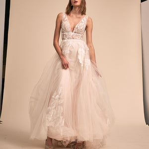 BHLDN Willowby Hearst Galatea Gown - Ivory/Blush