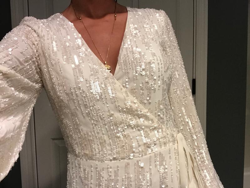 bhldn white sequin dress BHLDN Strappy Scoop-Neck Stretch Sequin Slim Maxi Dress