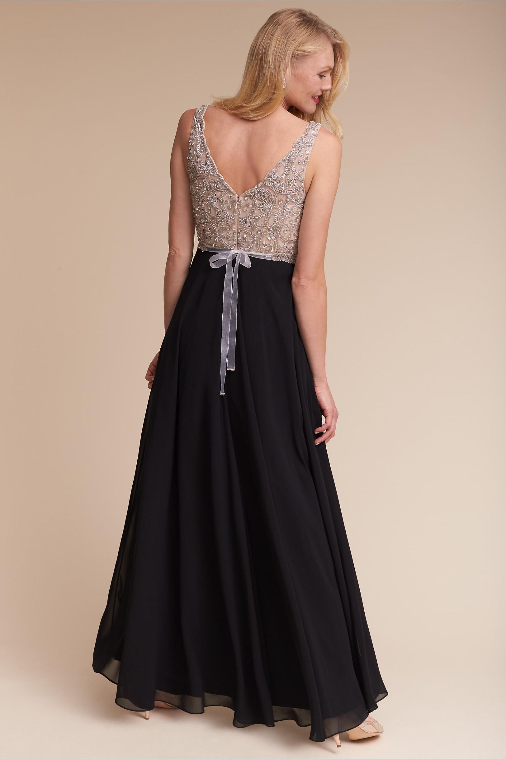 BHLDN Aidan Mattox Regina Gown - Champagne & Black 4 BHLDN Aidan Mattox Regina Gown - Champagne & Black 4