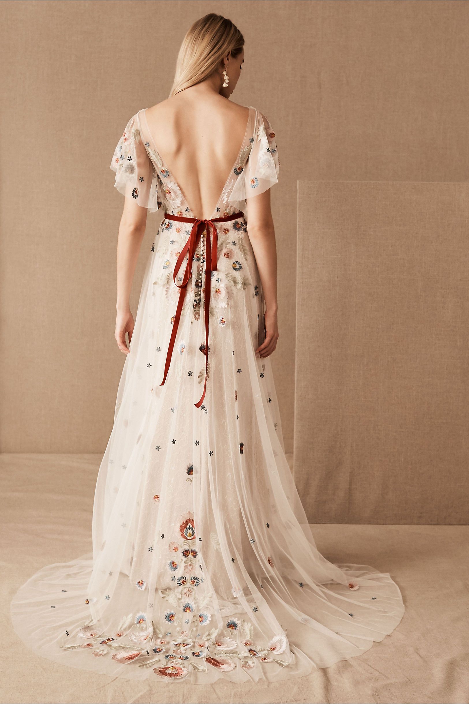 BHLDN Willowby Heartleaf Gown - Ivory Multi