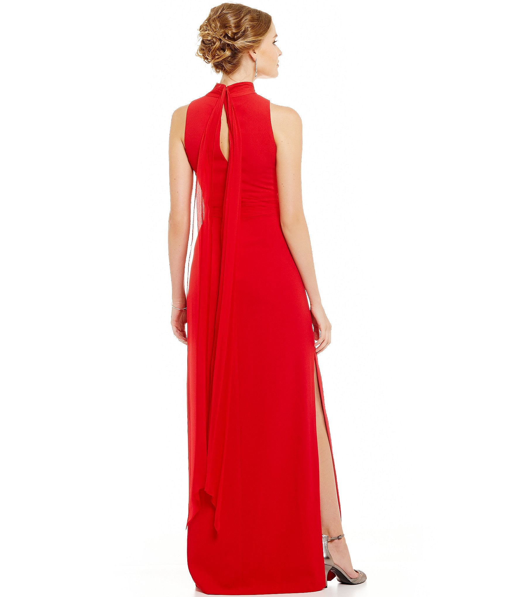 Aidan Mattox Chiffon High Neck Sleeveless Gown - Garnet Red - Adinas Bridal Aidan Mattox Chiffon High Neck Sleeveless Gown - Garnet Red - Adinas Bridal