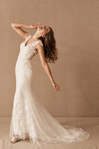 BHLDN Whispers & Echoes Milano Gown - Ivory Lined