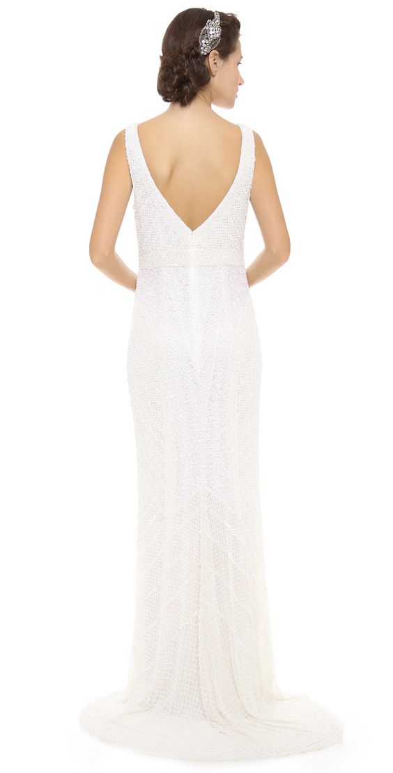 theia white beaded dress Nima Gown 10 / Ivory main image 0