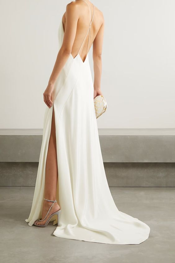 michael lo sordo alexandra silk satin maxi dress Alexandra Open-back Gown