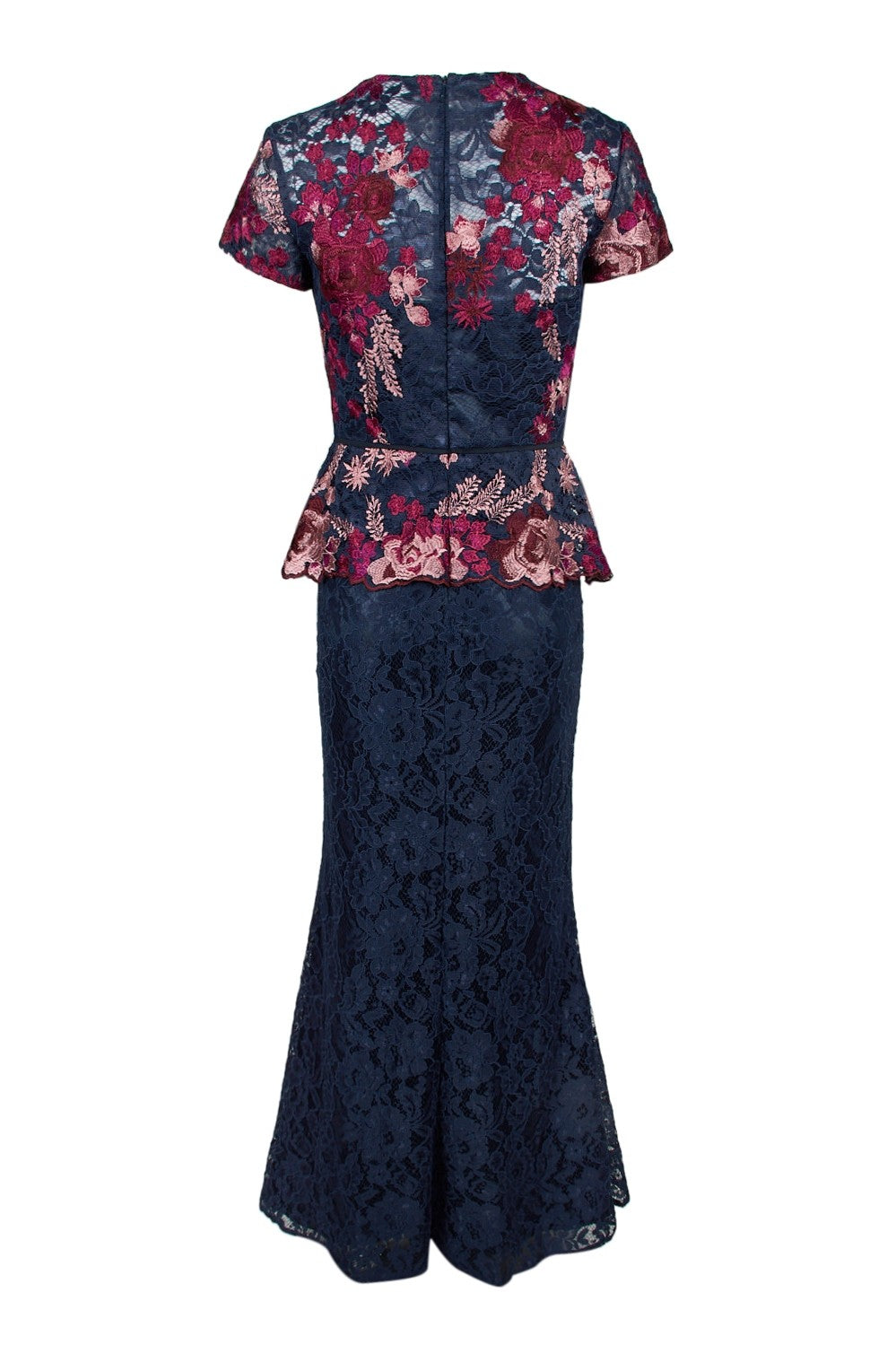 JS Collections Lace Peplum Dress - Navy Fuchsia 2 JS Collections Lace Peplum Dress - Navy Fuchsia 2
