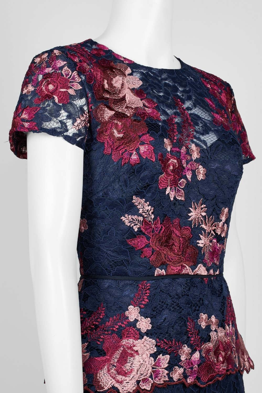 JS Collections Lace Peplum Dress - Navy Fuchsia 2 JS Collections Lace Peplum Dress - Navy Fuchsia 2