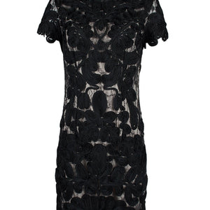 js collections black lace dress JS Collection lace dress women's size 4 black elegant event cocktail romantic