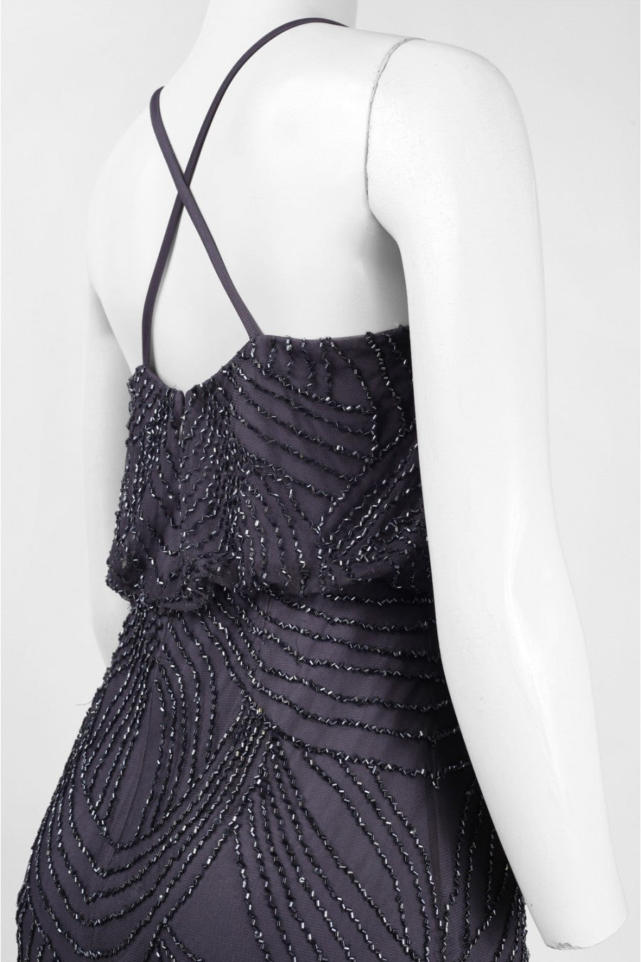 Adrianna Papell Beaded Chiffon Blouson Gown - Gunmetal Adrianna Papell Beaded Chiffon Blouson Gown - Gunmetal