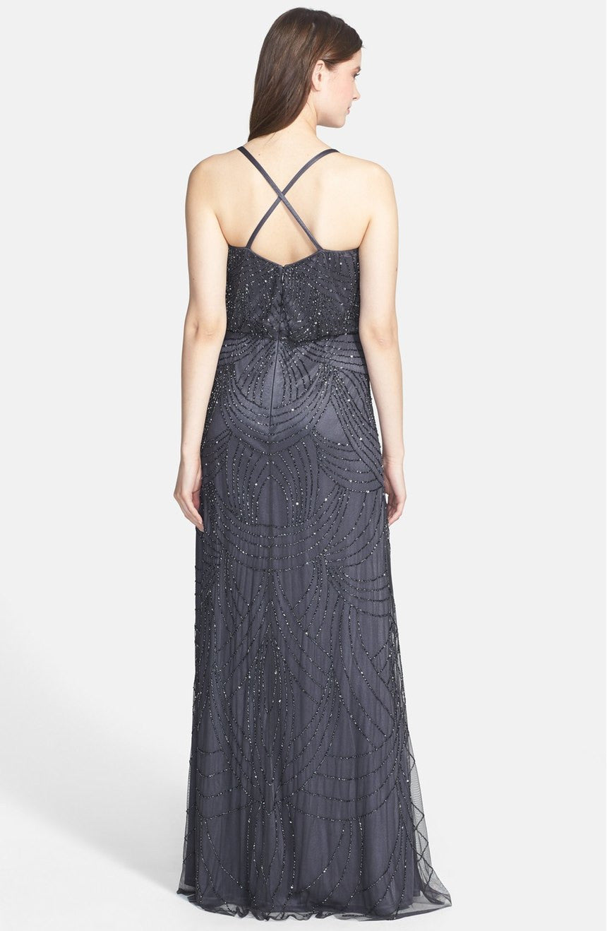 Adrianna Papell Beaded Chiffon Blouson Gown - Gunmetal - Adinas Bridal Adrianna Papell Beaded Chiffon Blouson Gown - Gunmetal - Adinas Bridal