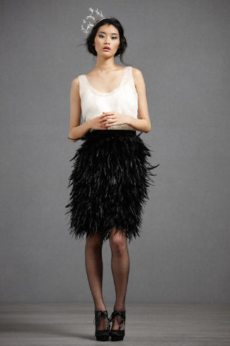 BHLDN Frolicking Feathers Skirt - Black