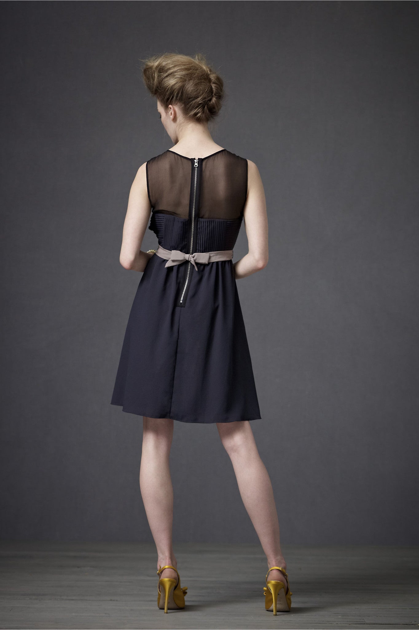 BHLDN Origami Pleated Dress - Charcoal 6 BHLDN Origami Pleated Dress - Charcoal 6