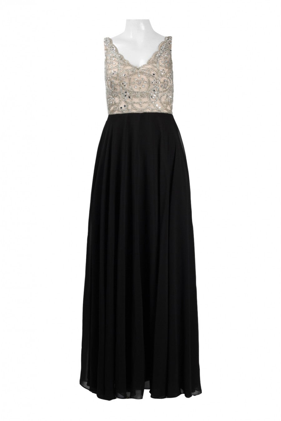 BHLDN Aidan Mattox Regina Gown - Champagne & Black - Adinas Bridal BHLDN Aidan Mattox Regina Gown - Champagne & Black - Adinas Bridal