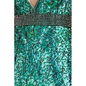 Jovani - 28059 Green Beaded Cocktail Dress