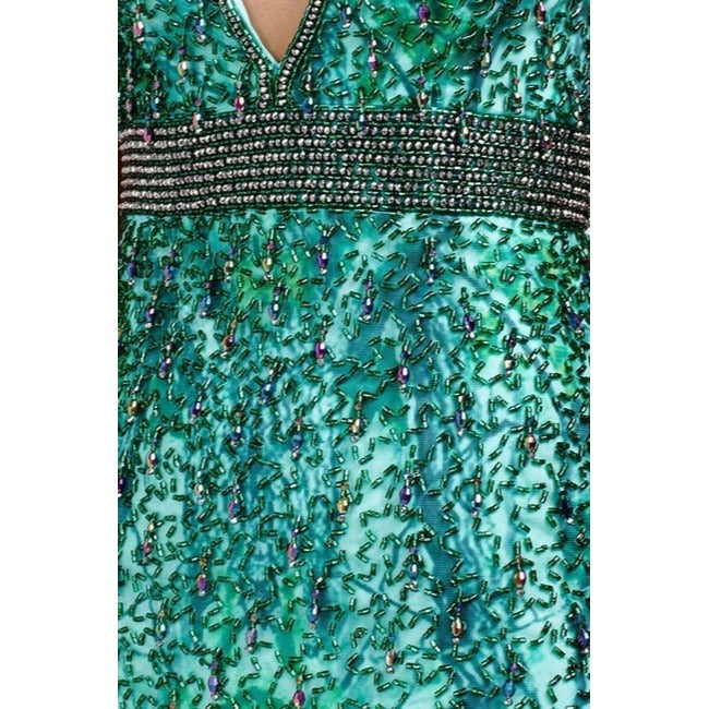 Jovani - 28059 Green Beaded Cocktail Dress 6 Jovani - 28059 Green Beaded Cocktail Dress 6