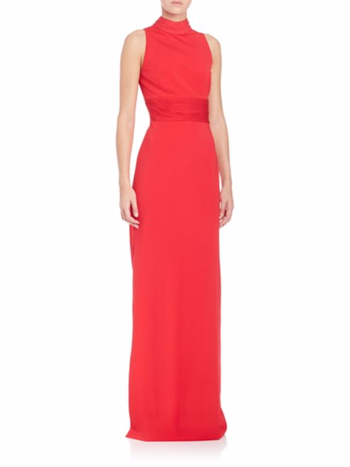 Aidan Mattox Chiffon High Neck Sleeveless Gown - Garnet Red Aidan Mattox Chiffon High Neck Sleeveless Gown - Garnet Red
