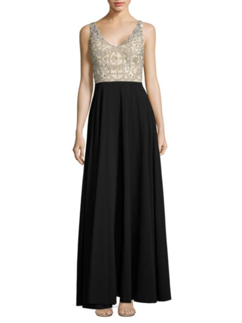 Bhldn Aidan Mattox Regina Gown - Champagne & Black 4 Bhldn Aidan Mattox Regina Gown - Champagne & Black 4