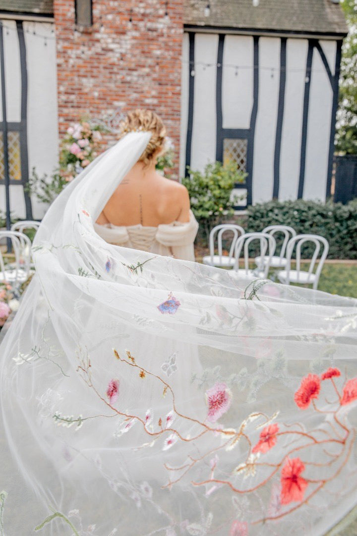 Wildflower Embroidered Veil Cathedral Wildflower Embroidered Veil Cathedral