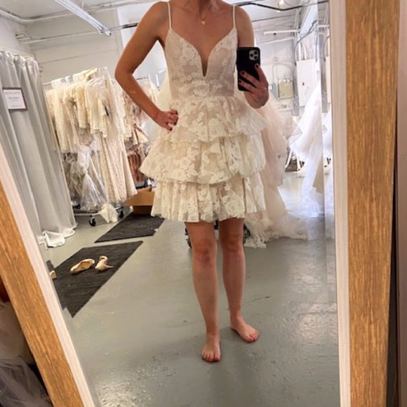 hayley paige mini dress Long story shortshort dresses might be part of the conversation Because mini moments are just as mahhh'velous. #waitandsee #july27th #hayleypaige #sneakpeek HP hair: @jaxseabrooke HP makeup: @thechelsearegan Planner: @AmandaNovenaWeddings