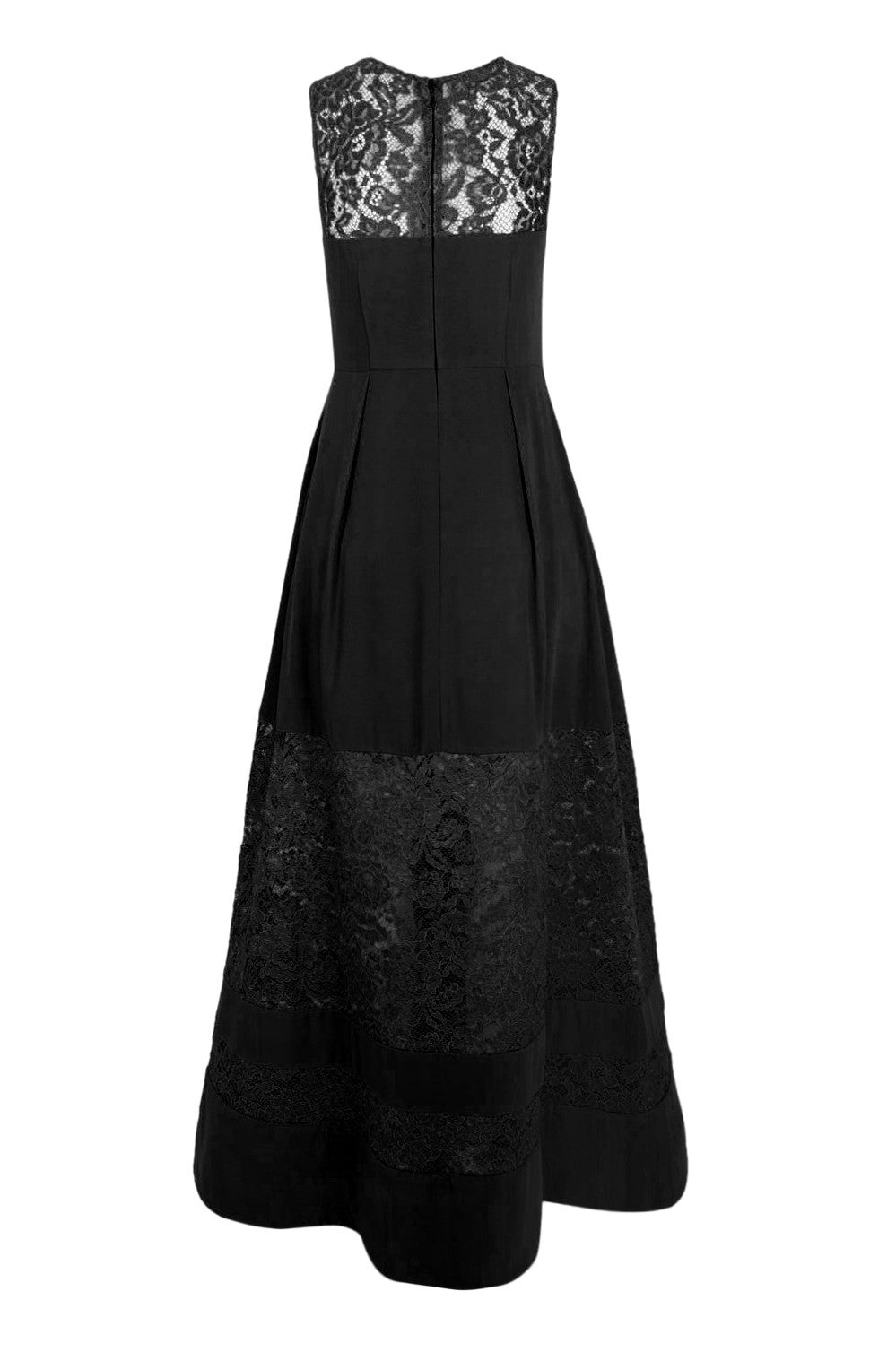 Aidan Mattox Lace Inset Crepe Gown -  Black