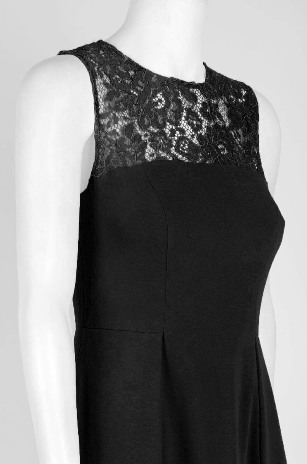 Aidan Mattox Lace Inset Crepe Gown -  Black