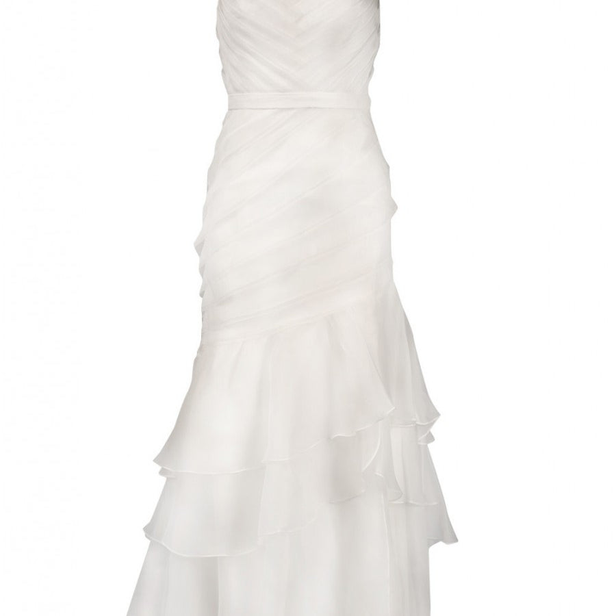 Theia Strapless Silk Organza Mermaid Wedding Gown - White - Adinas Bridal